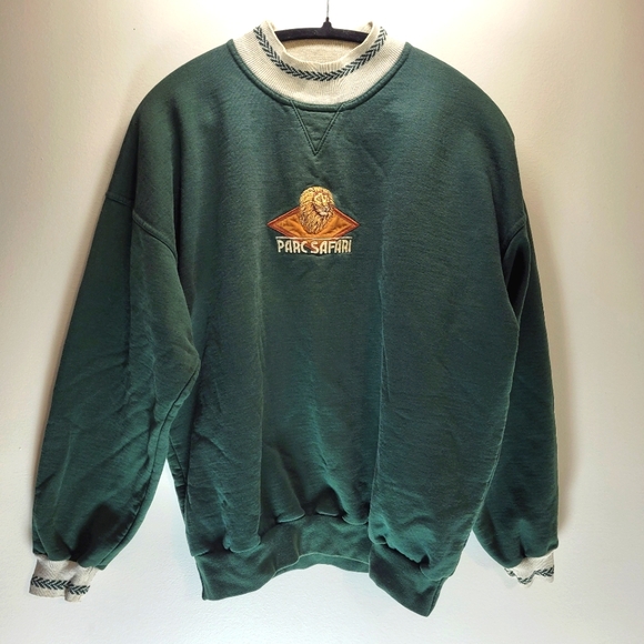 Vintage Parc Safari green long sleeve mock neck sweater- size medium - Picture 1 of 9